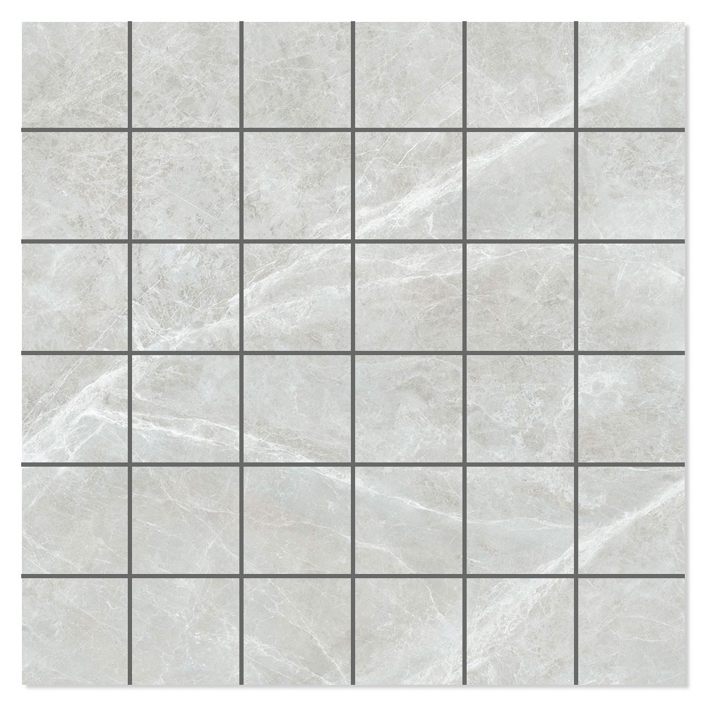 Marmor Mosaik Klinker Sintracino Ljusgrå Polerad 30x30 (5x5) cm